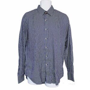 Robert Graham Brigida Peter Mens L Dress Shirt Purple Flip Cuff Pinstripe